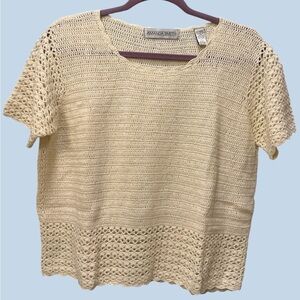 Vintage Amanda Smith Cream Crochet Knit Top